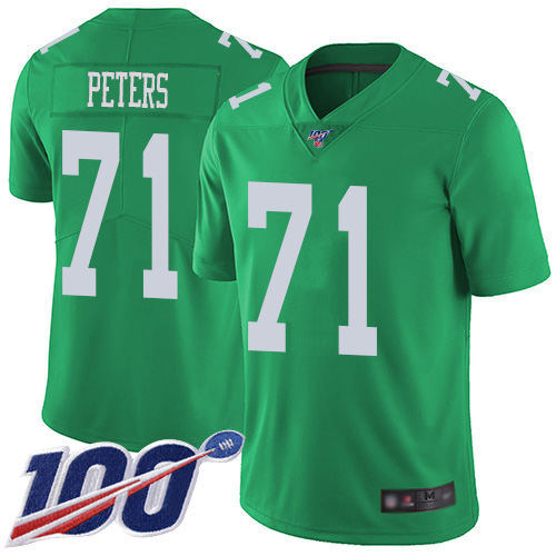 Men Philadelphia Eagles #71 Jason Peters Limited Green Rush Vapor Untouchable NFL Jersey 100th Season